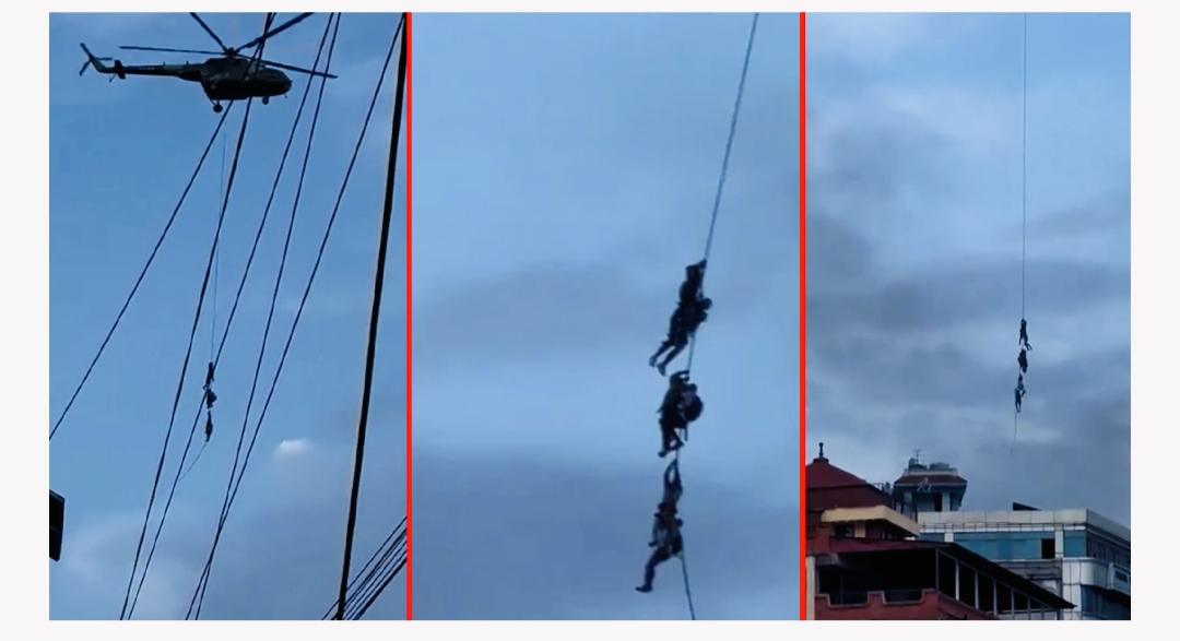 হেলিকপ্টারে ঝুলে পালিয়েছেন নেপালের মন্ত্রীরা