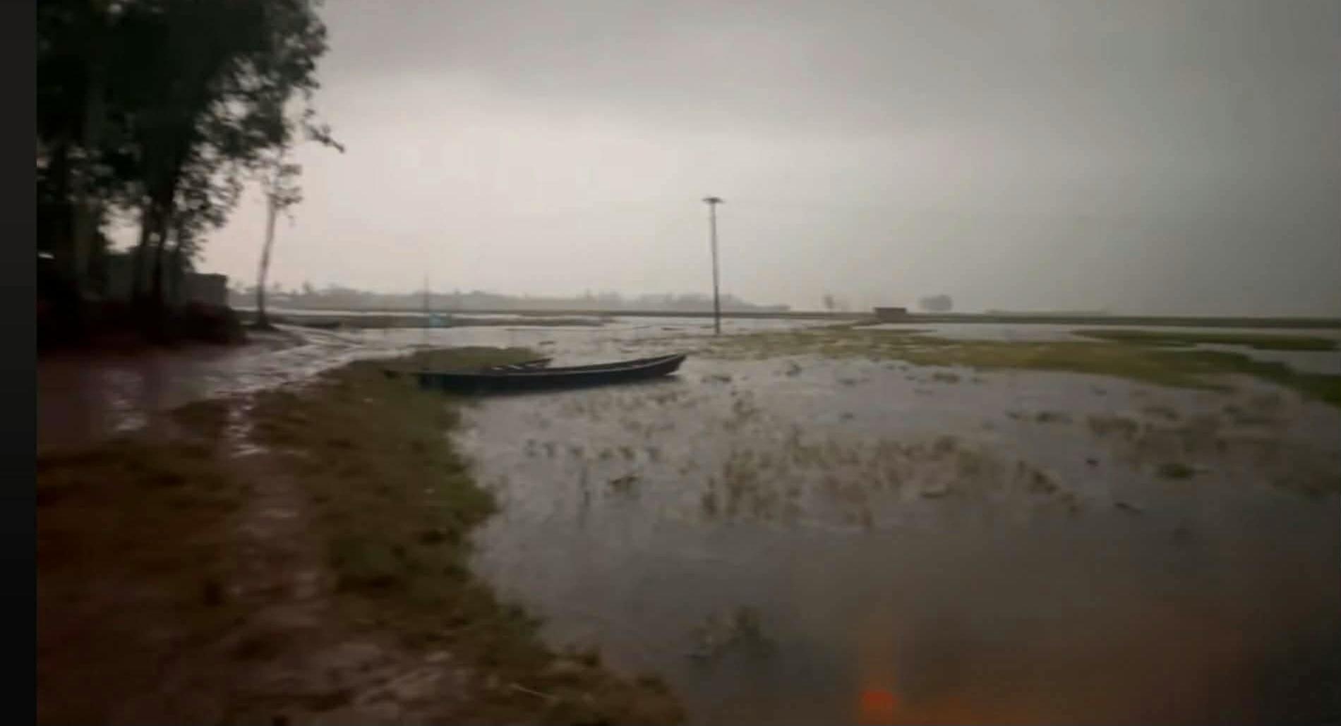 লাখাইয়ে পাহাড়ি ঢলে সাতবিলার হাওড় সহ ফসিল মাঠ প্লাবিত